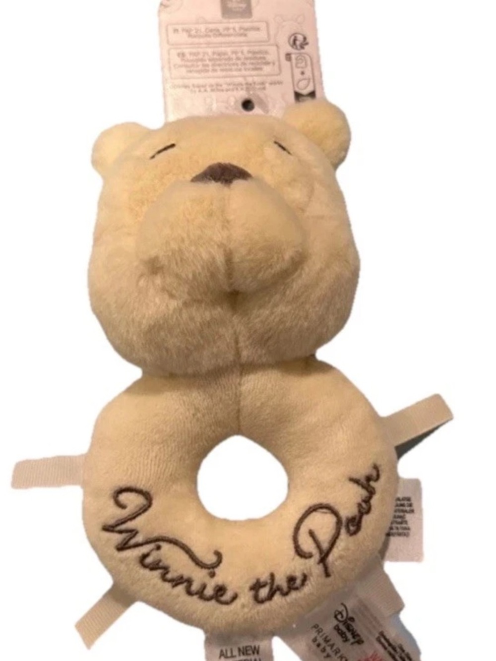 Disney Cream Winnie the Pooh Plush Ring Rattle